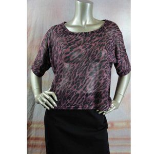 NWT MINKPINK Into the Wild Lightweight Merlot Leopard Cropped Sweater XS